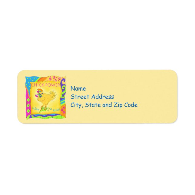 Wine a Little Chick Power Address Label (Vorne)