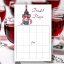 Wine and Bow Bridal shower bingo game