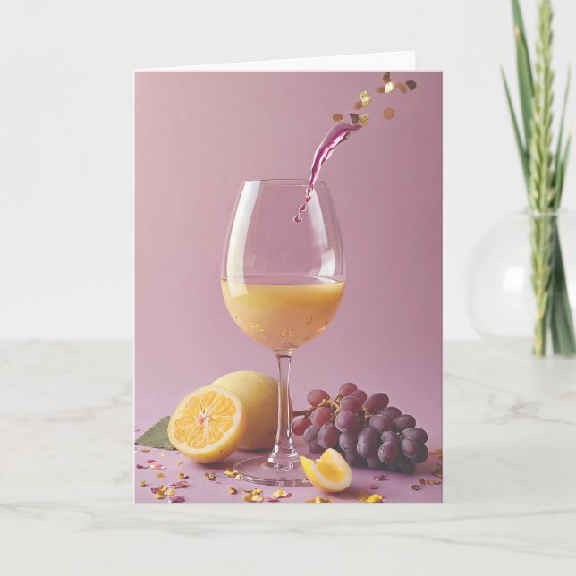 Wine and Cheers to Another Year Karte (Vorderseite)