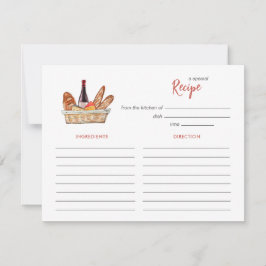 Wine and Cheese Bridal shower Recipe card Mitteilungskarte