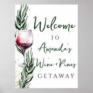 Wine and Pines Christmas Bachelorette Willkommen Poster
