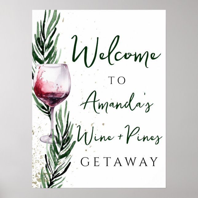 Wine and Pines Christmas Bachelorette Willkommen Poster (Vorne)
