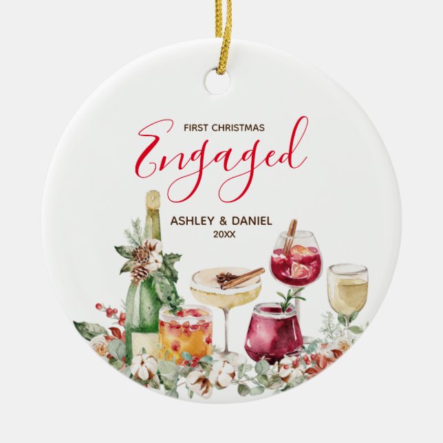 Wine Bar First Christmas Verlobtes Ornament Gesche (Vorne)
