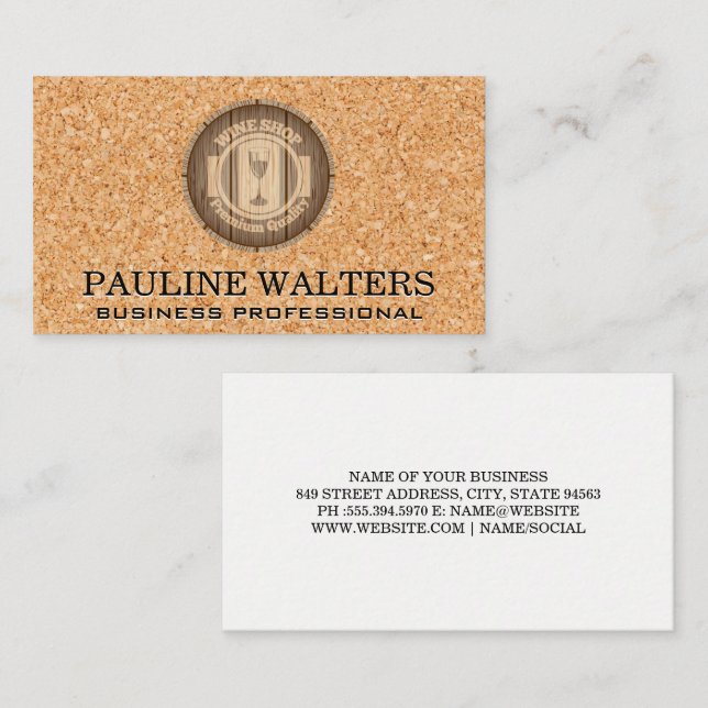 Wine Barrel | Cork Business Card Visitenkarte (Vorne/Hinten)