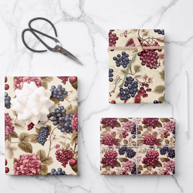 Wine Berry Geschenkpapier Set (Vorderseite)