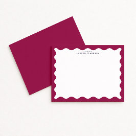 Wine Berry Wavy Frame Note Card Einladung