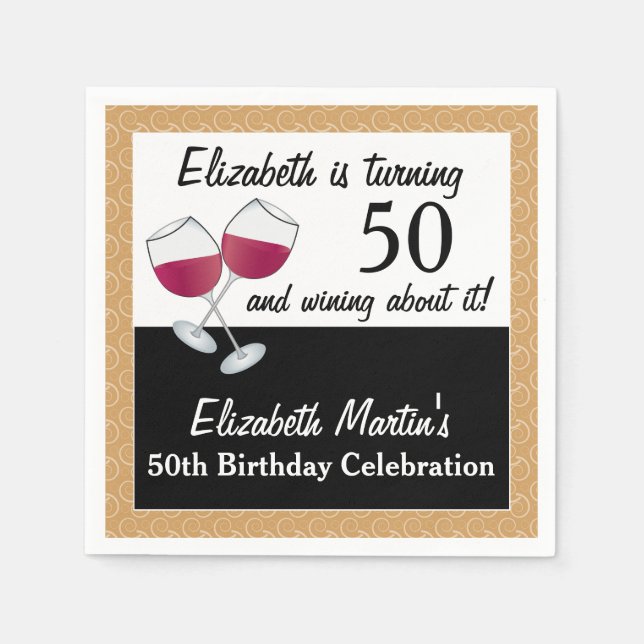 Wine Birthday Party - 50 Jahre alt Serviette (Vorderseite)