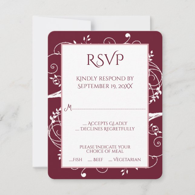 Wine Blüh Wedding RSVP Card (Vorderseite)