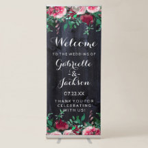 Wine Blush & Navy Wood Burgundy Wedding Willkommen