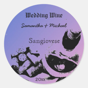 Wine Bottle Corks Sketch Custom Wedding Wine Label Runder Aufkleber