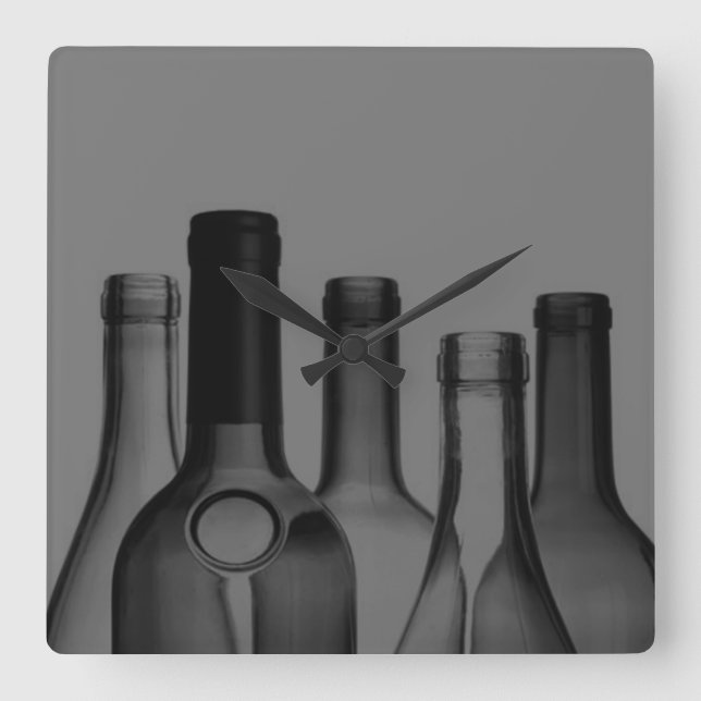 Wine Bottle Custom Wall Clock Quadratische Wanduhr (Vorderseite)