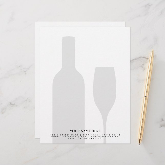 Wine bottle winery vineyard letterhead template briefbogen (Vorderseite/Rückseite Beispiel)