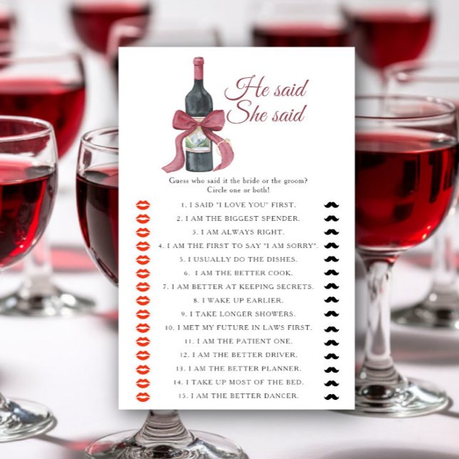 Wine Bridal shower He said she said game (Von Creator hochgeladen)