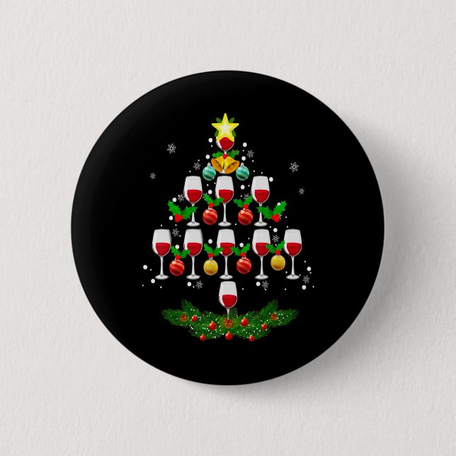 Wine Christmas Tree Ornaments Xmas Pajama Men Wom  Button (Vorderseite)