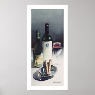 "Wine & Cigars" Stillleben Wasserfarbe Poster