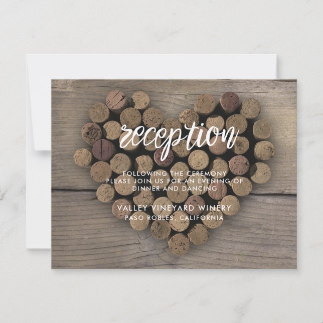Wine Cork Heart Empfang Card Einladung (Vorderseite)