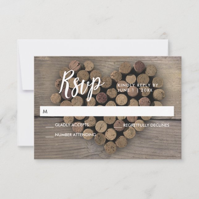 Wine Cork Heart RSVP Karte (Vorderseite)