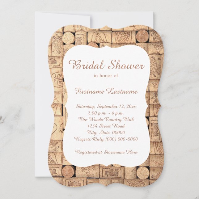 Wine Corks Bridal Dusche Einladungen (Vorderseite)