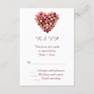 Wine Corks Heart Wedding RSVP Karte
