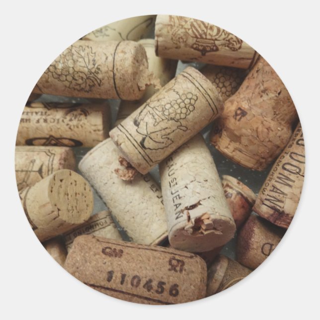 Wine Corks Runder Aufkleber (Vorderseite)