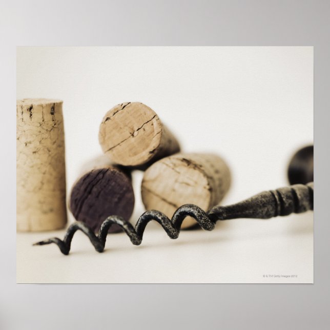 Wine corks with corkscrew poster (Vorne)