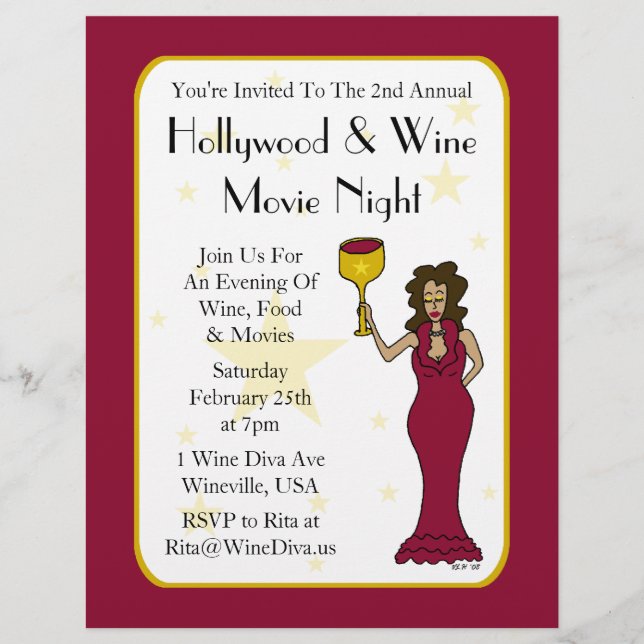 Wine Diva Custom Movie Night Event Flyer (Vorderseite)