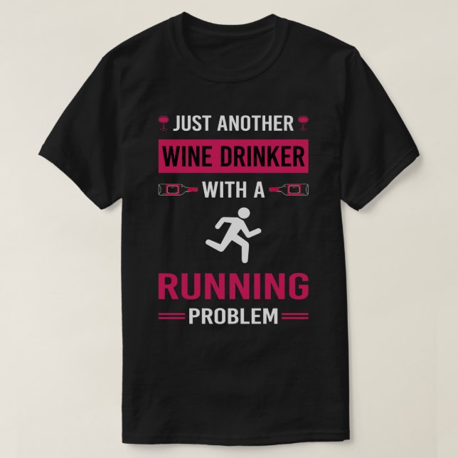 Wine Drinker Running Runner T-Shirt (Design vorne)