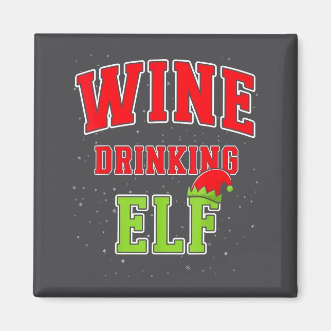Wine Drinking Elf Christmas Family Matching Group  Magnet (Vorne)