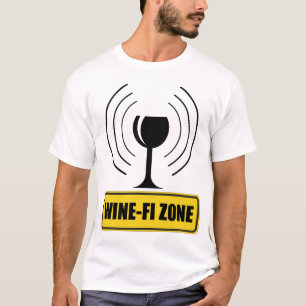 Wine-Fi Zone Funny Wine Glass WiFi Wellen T-Shirt