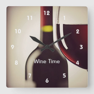 Wine Flasche und Glas Design Wand-Uhr Quadratische Wanduhr
