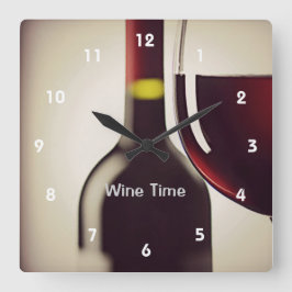 Wine Flasche und Glas Design Wand-Uhr Quadratische Wanduhr