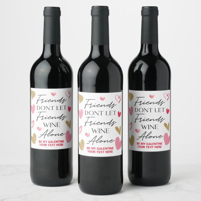 Wine friends Valentine day Wine label Weinetikett (Flaschen)