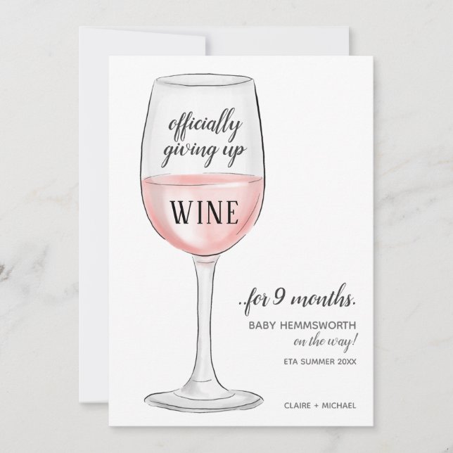 Wine Funny Pregnancy Announcement Card geben Ankündigung (Vorderseite)