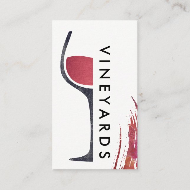 Wine Glass | Brush Stroke Moderner Weingarten Visitenkarte (Vorderseite)