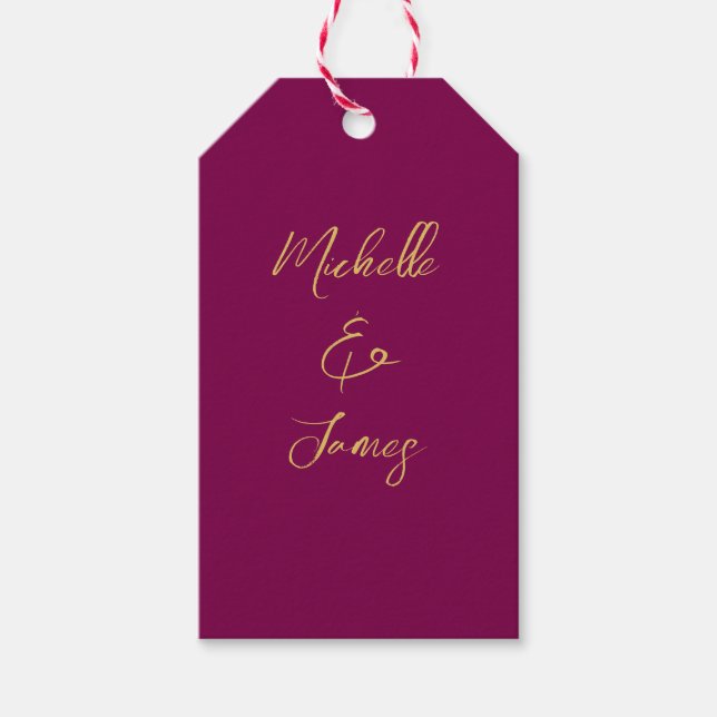 Wine & Gold Farben Beruflich Trendy Moderne Geschenkanhänger (Vorderseite)