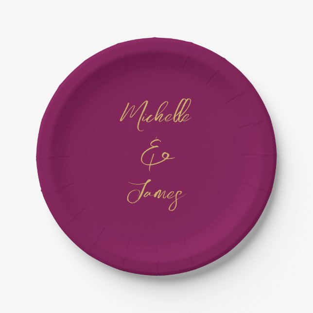 Wine & Gold Farben Beruflich Trendy Moderne Pappteller (Vorderseite)