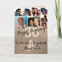 Wine Gold Glitzer Foto Collage Happy Birthday