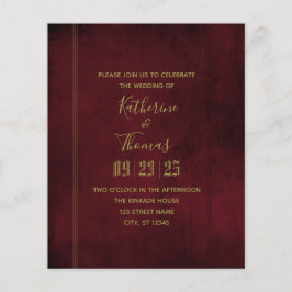 Wine & Gold Regal Wedding Einladung Budget Flyer