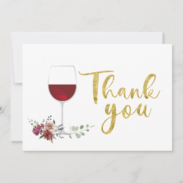 Wine gold Thank You Card Dankeskarte (Vorderseite)