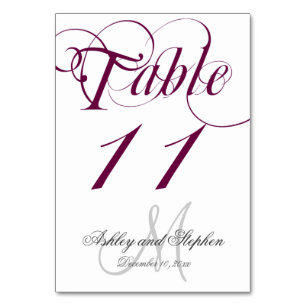Wine Gray Monogram Wedding Tischnummer Card