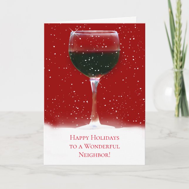 Wine Happy Holidays Christmas to Neighbor Karte (Vorderseite)