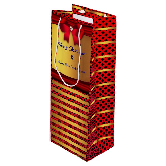Wine Holiday Season - Neujahr Geschenktüte Für Weinflaschen (Vorderseite Schrägansicht)