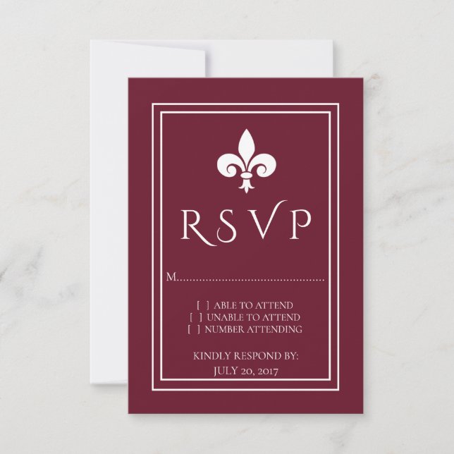Wine Lilie Wedding RSVP Card Karte (Vorderseite)