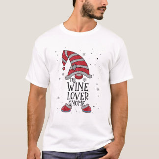 Wine Lover Gnome Buffalo Kariert Matching Christma T-Shirt