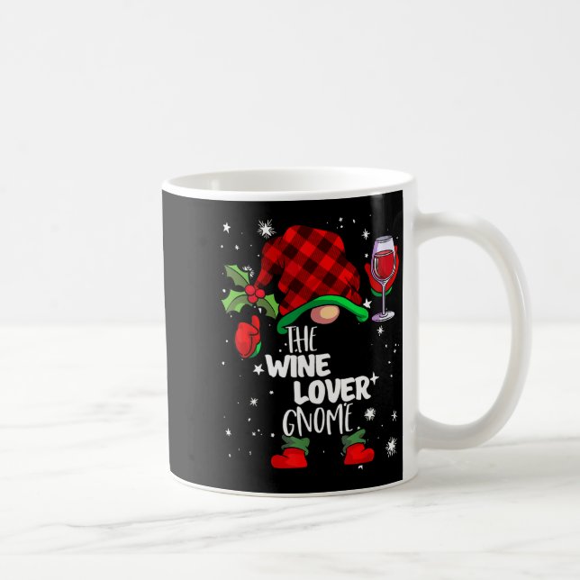Wine Lover Gnome Red Buffalo Plaid Matching Family Kaffeetasse (Rechts)