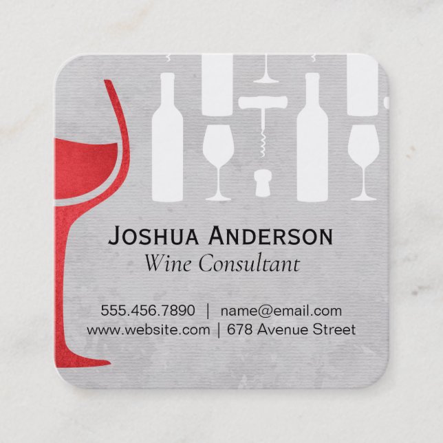 Wine Lover Quadratische Visitenkarte (Vorderseite)