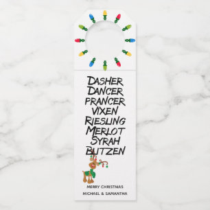 Wine Lover Reindeer Names Funny Christmas Flaschenanhänger