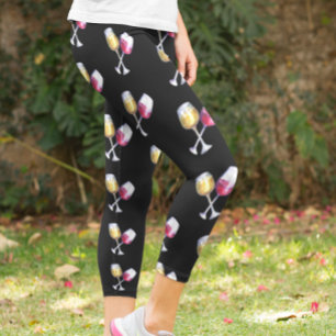 Wine Lovers Red White Briasses Muster Capri Leggings