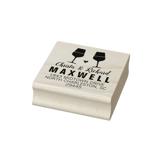 Wine Lovers Wine Glasses Paare Adresse Briefmarke Gummistempel (Stempel)