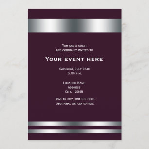 Wine Maroon & Silver Elegantes Party Einladung
